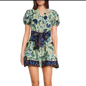 Evolutionary Dress Floral Print Poplin Short Sleeve Belted Dress Size Large NWT